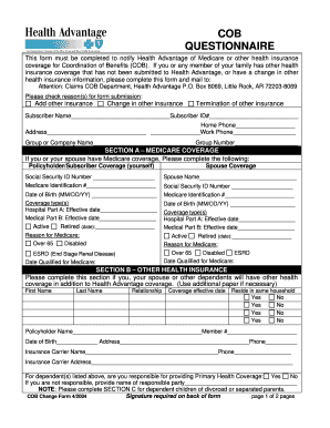 Health Advantage Coordination of Benefits Form