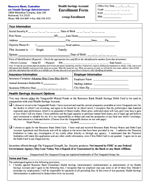 Health Savings Account Enrollment Form