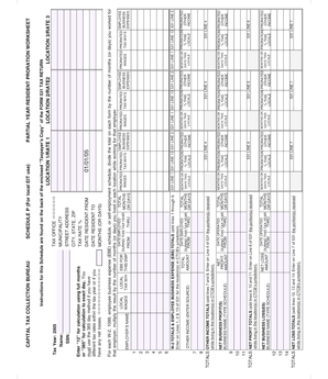 Schedule P Partial Year Resident Proration Worksheet