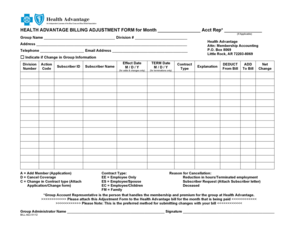 Health Advantage Billing Adjustment Form