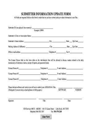 Submitter Information Update Form