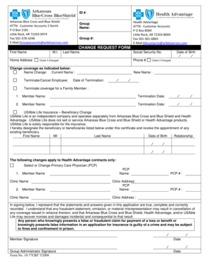 Arkansas Blue Cross Health Advantage Change Request Form