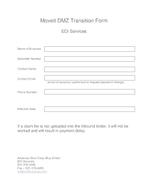 Arkansas Blue Cross EDI Services Transition Form