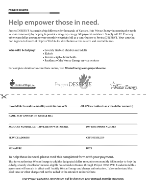 Project DESERVE Energy Bill Payment Assistance Form
