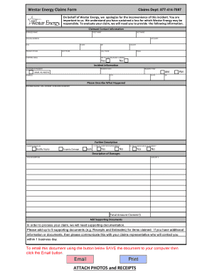 Westar Energy Claims Form