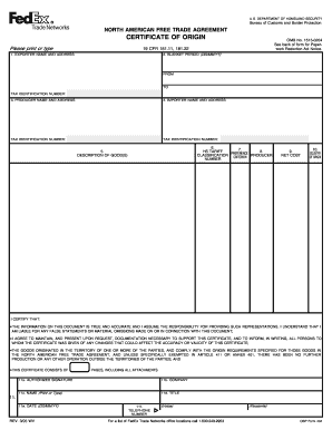 NAFTA Certificate of Origin