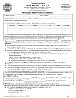 Abandoned Property Claim Form