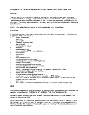 Canadian Flight Plan Form