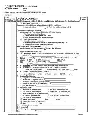 Physician's Orders for Asthma Treatment