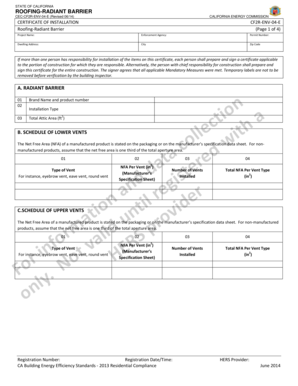 California Roofing Radiant Barrier Certificate