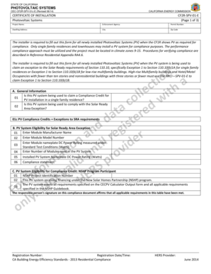California Photovoltaic System Certificate of Installation