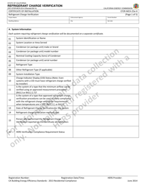 California Refrigerant Charge Verification Form