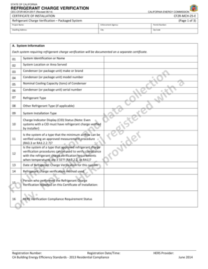 California Refrigerant Charge Verification Form