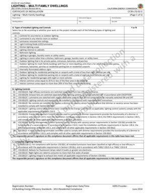California Multi-Family Dwelling Lighting Certificate