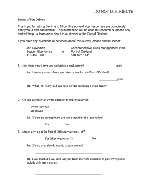 Port of Oakland Truck Driver Survey
