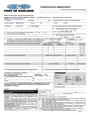 Port of Oakland Employment Application
