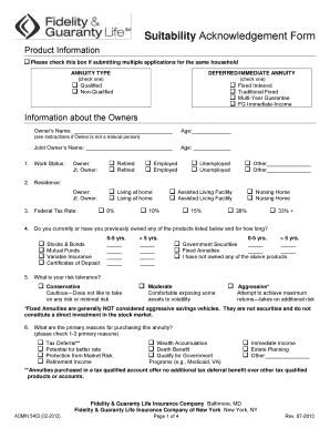 Suitability Acknowledgement Form for Annuity Purchase