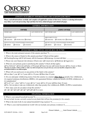 Annuity Suitability Information and Acknowledgment