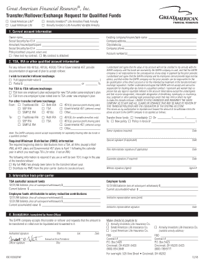 Transfer/Rollover/Exchange Request for Qualified Funds
