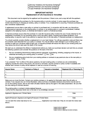 Life Insurance or Annuity Replacement Notice