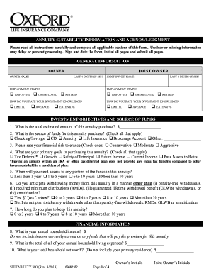 Annuity Suitability Information and Acknowledgment