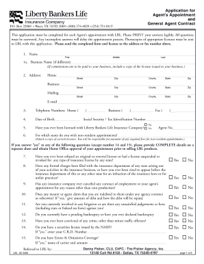 Agent Appointment Application and General Agent Contract