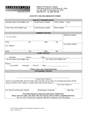Annuity Change Request Form