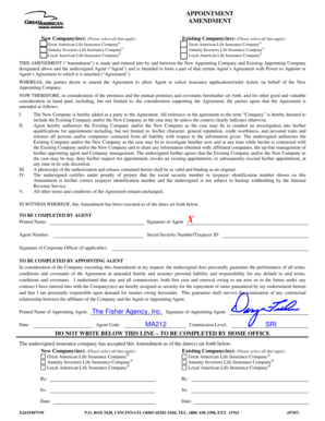 Insurance Agent Appointment Amendment Form