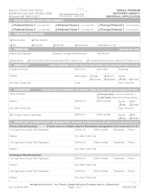 Single Premium Deferred Annuity Application