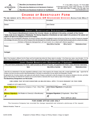 Change of Beneficiary Form