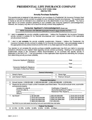 Annuity Purchase Suitability Form