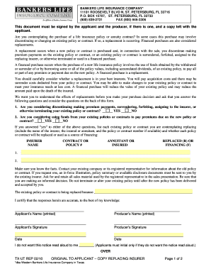 Life Insurance Replacement Notice
