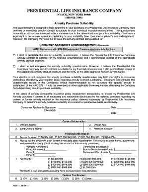 Annuity Purchase Suitability Form