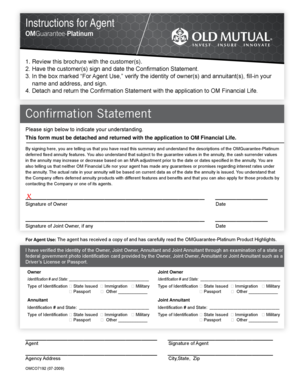 OMGuarantee-Platinum Annuity Confirmation Statement