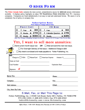 Fisher Annuity Index Order Form