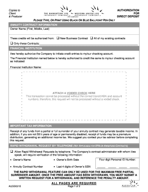 Authorization for Direct Deposit
