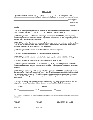Pet Lease Agreement