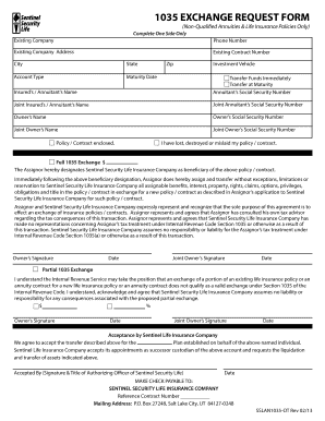 1035 Exchange Request Form