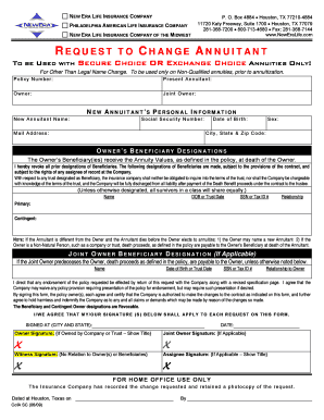 Request to Change Annuitant