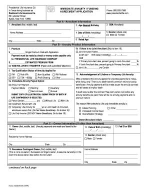 Presidential Life Annuity Application