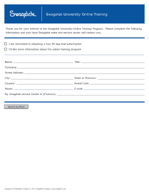 Swagelok University Online Training Registration