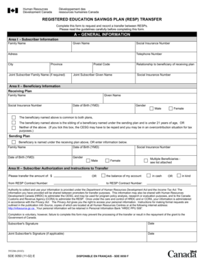 Canada RESP Transfer Form