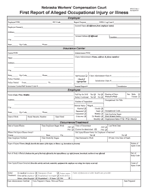 Nebraska Workers' Compensation First Report of Injury
