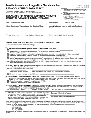 FDA 2877 Radiation Control Form
