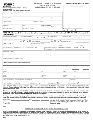 Oklahoma Employer's First Notice of Injury