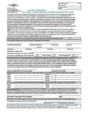 Las Colinas Multifamily Tenant Alarm Monitoring Agreement