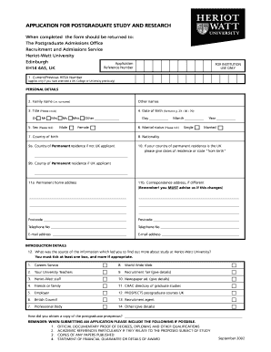 Postgraduate Study Application Form