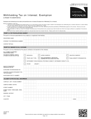 South Africa Withholding Tax Exemption Form