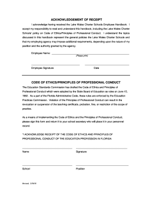 Employee Handbook Receipt Acknowledgment