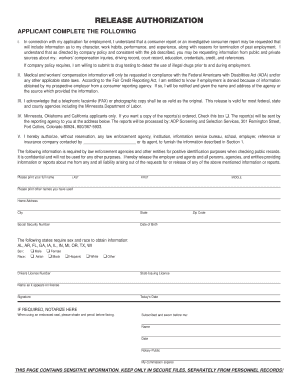Release Authorization for Employment Background Check